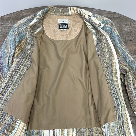 Yak Magik Boho Mixed Material Silk and Button Trimmed Blazer Size Large - Picture 7 of 12